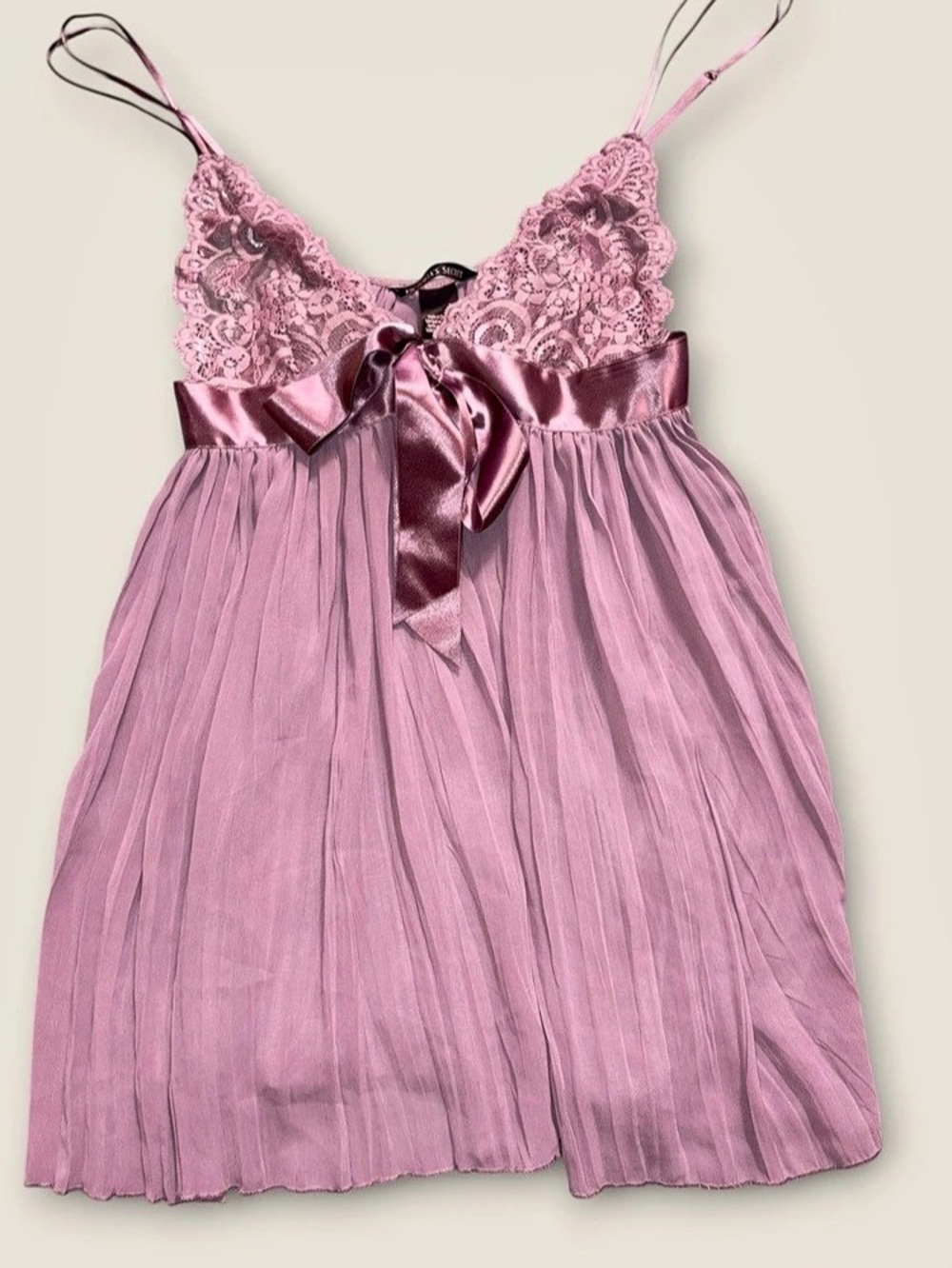 Victoria's Secret Lace Trim Satin Chemise in Pink Size XS Like New